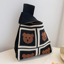 Load image into Gallery viewer, New Wide Striped Handmade Knitted Handbag Minimalist Korean Women Mini Knot Wrist Bag Tote Bag Student Reusable Shopping Bags
