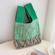 Load image into Gallery viewer, New Wide Striped Handmade Knitted Handbag Minimalist Korean Women Mini Knot Wrist Bag Tote Bag Student Reusable Shopping Bags
