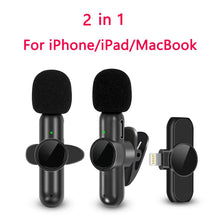 Load image into Gallery viewer, New Wireless Lavalier Microphone Noise Cancelling Audio Video Recording for iPhone/iPad/Android/Xiaomi/Samsung Live Game Mic
