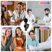 Load image into Gallery viewer, New Wireless Lavalier Microphone Noise Cancelling Audio Video Recording for iPhone/iPad/Android/Xiaomi/Samsung Live Game Mic
