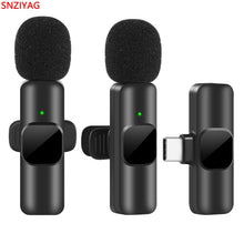 Load image into Gallery viewer, New Wireless Lavalier Microphone Portable Audio Video Recording Mini Mic for iPhone Android Live Broadcast Gaming Phone Mic
