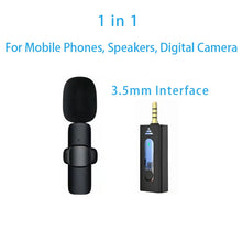 Load image into Gallery viewer, New Wireless Lavalier Microphone Portable Audio Video Recording Mini Microphone for iPhone Android PC Camera Live Gaming Phone

