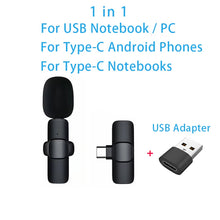 Load image into Gallery viewer, New Wireless Lavalier Microphone Portable Audio Video Recording Mini Microphone for iPhone Android PC Camera Live Gaming Phone
