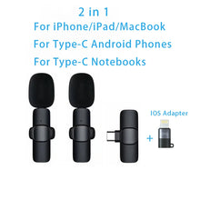 Load image into Gallery viewer, New Wireless Lavalier Microphone Portable Audio Video Recording Mini Microphone for iPhone Android PC Camera Live Gaming Phone
