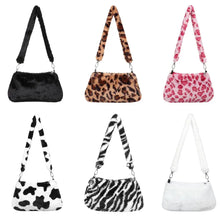 Load image into Gallery viewer, New Women's Casual Shoulder Bag Animal Print Leopard Plush Lady Shoulder Underarm Bag Female Messenger Bag Crossbody Bags
