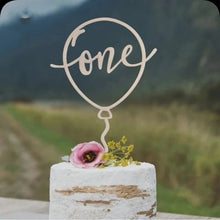 Load image into Gallery viewer, New Wooden One Birthday Happy Cake Topper Wood ONE Kids Party Cake Toppers for Baby Shower 1st Year Old Dessert Cake Decorations
