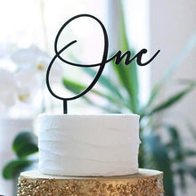 Load image into Gallery viewer, New Wooden One Birthday Happy Cake Topper Wood ONE Kids Party Cake Toppers for Baby Shower 1st Year Old Dessert Cake Decorations
