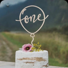 Load image into Gallery viewer, New Wooden One Birthday Happy Cake Topper Wood ONE Kids Party Cake Toppers for Baby Shower 1st Year Old Dessert Cake Decorations
