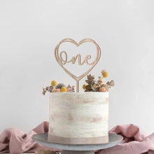 Load image into Gallery viewer, New Wooden One Birthday Happy Cake Topper Wood ONE Kids Party Cake Toppers for Baby Shower 1st Year Old Dessert Cake Decorations
