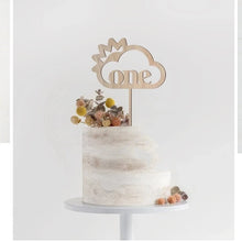 Load image into Gallery viewer, New Wooden One Birthday Happy Cake Topper Wood ONE Kids Party Cake Toppers for Baby Shower 1st Year Old Dessert Cake Decorations
