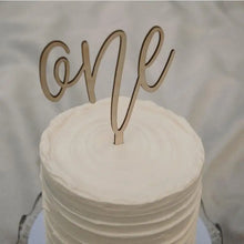 Load image into Gallery viewer, New Wooden One Birthday Happy Cake Topper Wood ONE Kids Party Cake Toppers for Baby Shower 1st Year Old Dessert Cake Decorations

