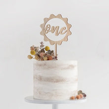 Load image into Gallery viewer, New Wooden One Birthday Happy Cake Topper Wood ONE Kids Party Cake Toppers for Baby Shower 1st Year Old Dessert Cake Decorations
