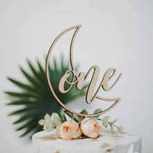 Load image into Gallery viewer, New Wooden One Birthday Happy Cake Topper Wood ONE Kids Party Cake Toppers for Baby Shower 1st Year Old Dessert Cake Decorations
