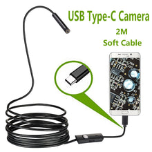 Load image into Gallery viewer, Newest 7.0mm USB Type-C Endoscope Camera Android PC 2m Flexible Snake Inspection Scope  Borescope Camera with 6LEDs Adjustable
