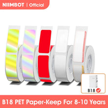 Load image into Gallery viewer, Niimbot B18 PET Label Paper Keep 8-10 Years Scratch-Resistant Tape Sticker And Colorful Carbon Ribbon For Portable Label Printer
