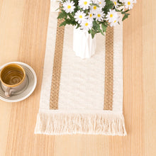 Load image into Gallery viewer, Nordic Woven Hollow Table Runner Handmade Cotton Linen Tablecloth Household Hotel Decorations Table Cover TV Cabinet Table Flag
