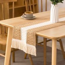 Load image into Gallery viewer, Nordic Woven Hollow Table Runner Handmade Cotton Linen Tablecloth Household Hotel Decorations Table Cover TV Cabinet Table Flag

