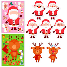 Load image into Gallery viewer, 6 Sheets/Pack Cartoon Christmas Face Changing Stickers Christmas Diy Puzzle Cartoon Stickers

