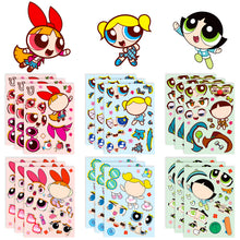 Load image into Gallery viewer, 6-36 Sheets/Pack Cartoon Puzzle Face Changing Stickers New Anime Personality Graffiti DIY Educational Puzzle Stickers

