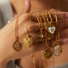 Load image into Gallery viewer, A Variety of French Retro Hemp Flowers Chain Titanium Steel Heart-Shaped Necklace Women's Heart-Shaped Zircon Pendant Necklace
