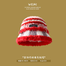 Load image into Gallery viewer, Winter colorful christmas hat vintage knitted wool hat warm plush bucket hat
