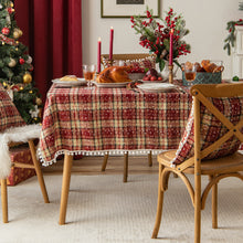 Load image into Gallery viewer, Christmas Cotton Linen Tablecloth Table Cloth Decorative Fur Ball Placemat for Western Food Snowflake Table Cloth Tablecloth
