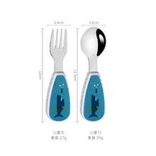 Load image into Gallery viewer, Stainless Steel Children's Small Spoon Cartoon Pattern Baby Feeding Spoon Fork Portable
