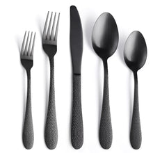 Load image into Gallery viewer, Tableware Snake Skin Hammer Handle Five-Piece Set Creative Western Food Steak Knife, Fork and Spoon Gold Stainless Steel Knife and Forks
