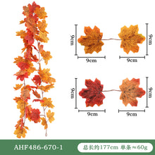 Load image into Gallery viewer, 5pcs/Set Artificial Maple Leaf Vine Artificial Plant Rattan Christmas Wall Hanging Plastic Wickers Plants
