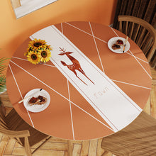 Load image into Gallery viewer, White Simple Table Mat Waterproof Oil-Proof round Leather Tablecloth Household PVC Leather round Tablecloth
