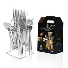 Load image into Gallery viewer, Stainless Steel Tableware Knife, Fork and Spoon Suit New Western Food/Steak Knife, Fork and Spoon 24-Piece Set
