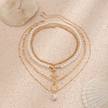Load image into Gallery viewer, Multi-Layer Beaded Necklace Beach Imitation Pearl Necklace Starfish Shell Retro Vacation Necklace
