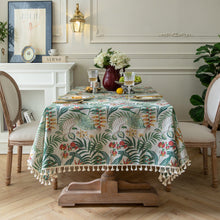 Load image into Gallery viewer, Green Plant Tablecloth American Retro Bamboo Linen Tassel Tablecloth Rectangular Tablecloth
