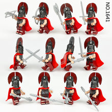 Load image into Gallery viewer, 12pcs/Set Ancient Roman Soldiers Medieval Corps Children Assembling Building Blocks Small Particle Toy Spear Weapon Pieces
