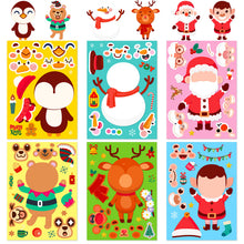 Load image into Gallery viewer, 6 Sheets/Pack Cartoon Christmas Face Changing Stickers Christmas Diy Puzzle Cartoon Stickers

