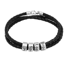 Load image into Gallery viewer, Woven Beads Bracelet Men's Diy Custom Letter Name Leather Rope Bracelet Father's Day
