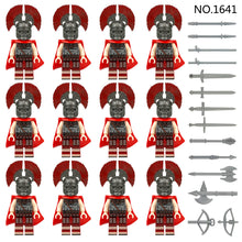 Load image into Gallery viewer, 12pcs/Set Ancient Roman Soldiers Medieval Corps Children Assembling Building Blocks Small Particle Toy Spear Weapon Pieces

