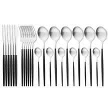 Load image into Gallery viewer, Matte Portugal Stainless Steel Knife, Fork and Spoon Western Food/Steak Knife and Fork Dessert Spoon Fork Tableware
