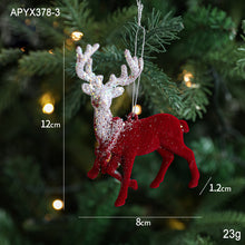 Load image into Gallery viewer, Christmas tree decoration pendant, elk pendant, flocking ornament, Christmas supplies
