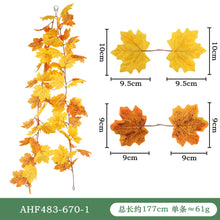 Load image into Gallery viewer, 5pcs/Set Artificial Maple Leaf Vine Artificial Plant Rattan Christmas Wall Hanging Plastic Wickers Plants
