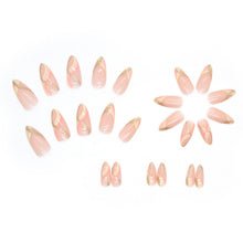 Load image into Gallery viewer, Almond Manicure after 00 Manicure Wear Nail Whole Warm Color Gold Pink Stripe Pure Desire Nail Patch
