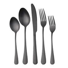 Load image into Gallery viewer, 1010 Stainless Steel Tableware Set Titanium-Plated Matte Black Western Food/Steak Knife, Fork and Spoon Five Components
