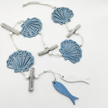 Load image into Gallery viewer, Blue Ocean Wooden Ornaments Creative Mediterranean Style Home Decoration Starfish Scallop Pendant
