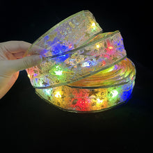Load image into Gallery viewer, 4M Christmas Decoration Bronzing Double-Layer Silk LED Lighting Chain Ribbon
