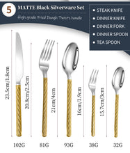 Load image into Gallery viewer, 5pcs/Set 304 Stainless Steel Hemp Rope Pattern Tableware Vintage Western Food/Steak Knife and Fork Spoon Kit

