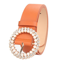 Load image into Gallery viewer, Pearl Alloy Buckle Intellectual Atmosphere Color Multi-Choice Decorative Dress Belt
