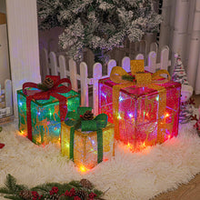 Load image into Gallery viewer, 3pcs/Set Christmas Gift Box Decoration Shiny Decoration Props Ornaments
