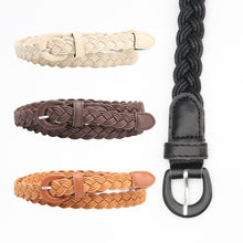 Load image into Gallery viewer, Woven Belt Pu Iron Button Fashionable All-Match Shirt Dress Decoration Belt
