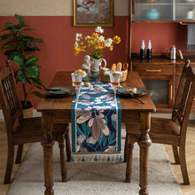 Load image into Gallery viewer, American Vintage Table Runner Yarn-Dyed Jacquard Tropical Rainforest Tassel Household Polyester Tablecloth Table Runner Tailstock Flag
