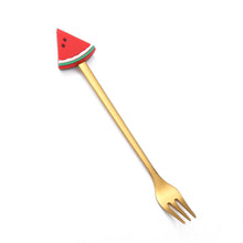 Load image into Gallery viewer, Fruit Fork Cute Children's Tableware Watermelon Spoon Doll Cake Dessert Fork Stainless Steel Coffee Spoon
